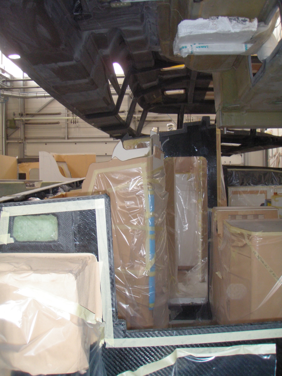 Seaway engineers inside the carbon hull during construction
